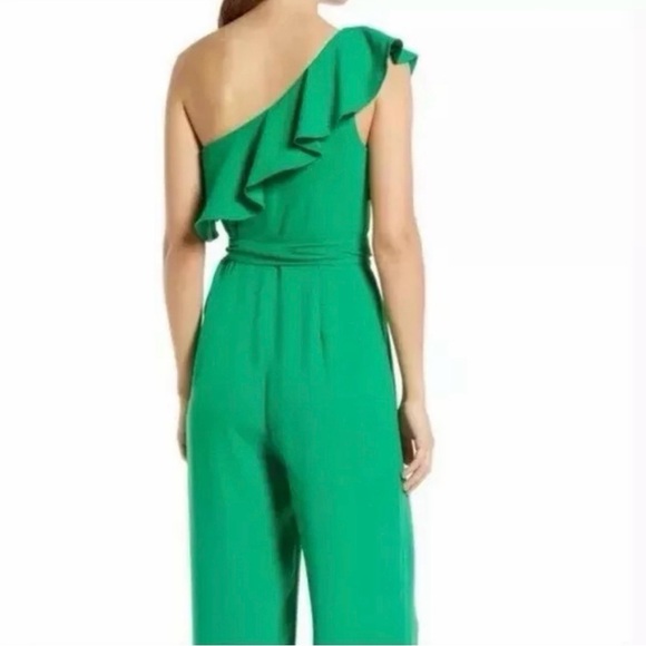 Lily Pulitzer Lyra in Fern Gully Green One-Shoulder Jumpsuit - Picture 3 of 8